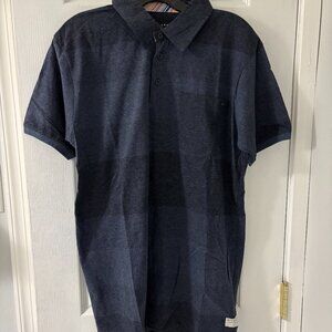 Billabong Heathered Blue Striped Polo Shirt Size Medium